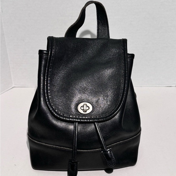 Vintage COACH Daypack Black Leather Drawstring Mini Backpack Bag 9960 USA Y2K - Picture 12 of 16